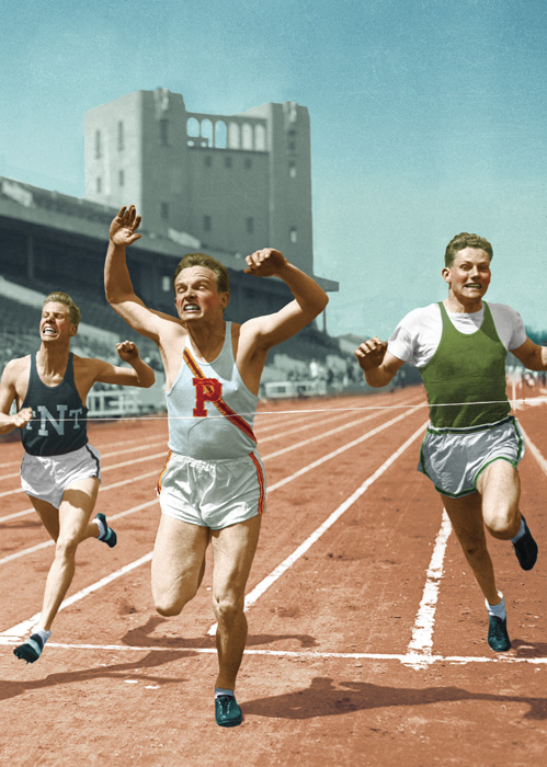 Sprinters Greeting Card by Max Hernn - Click Image to Close